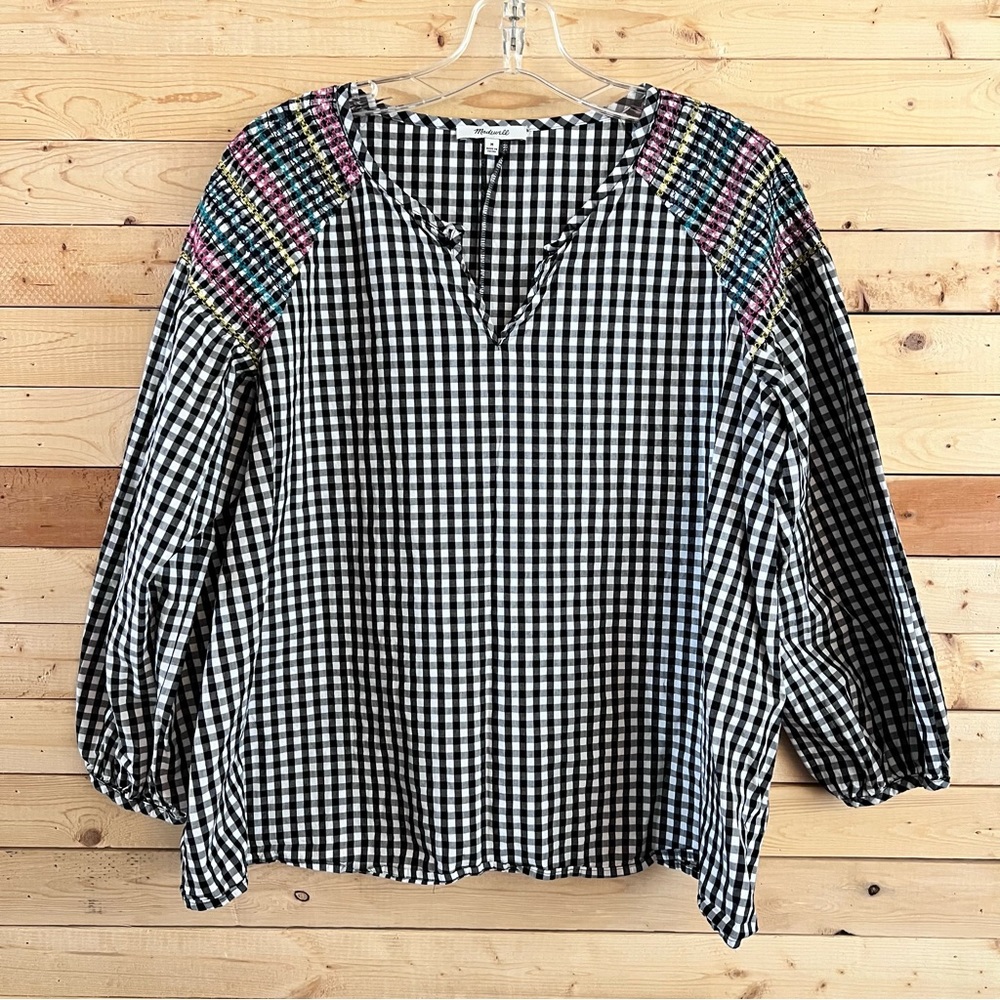 Madewell Black & white Checkered Long sleeve blouse size M